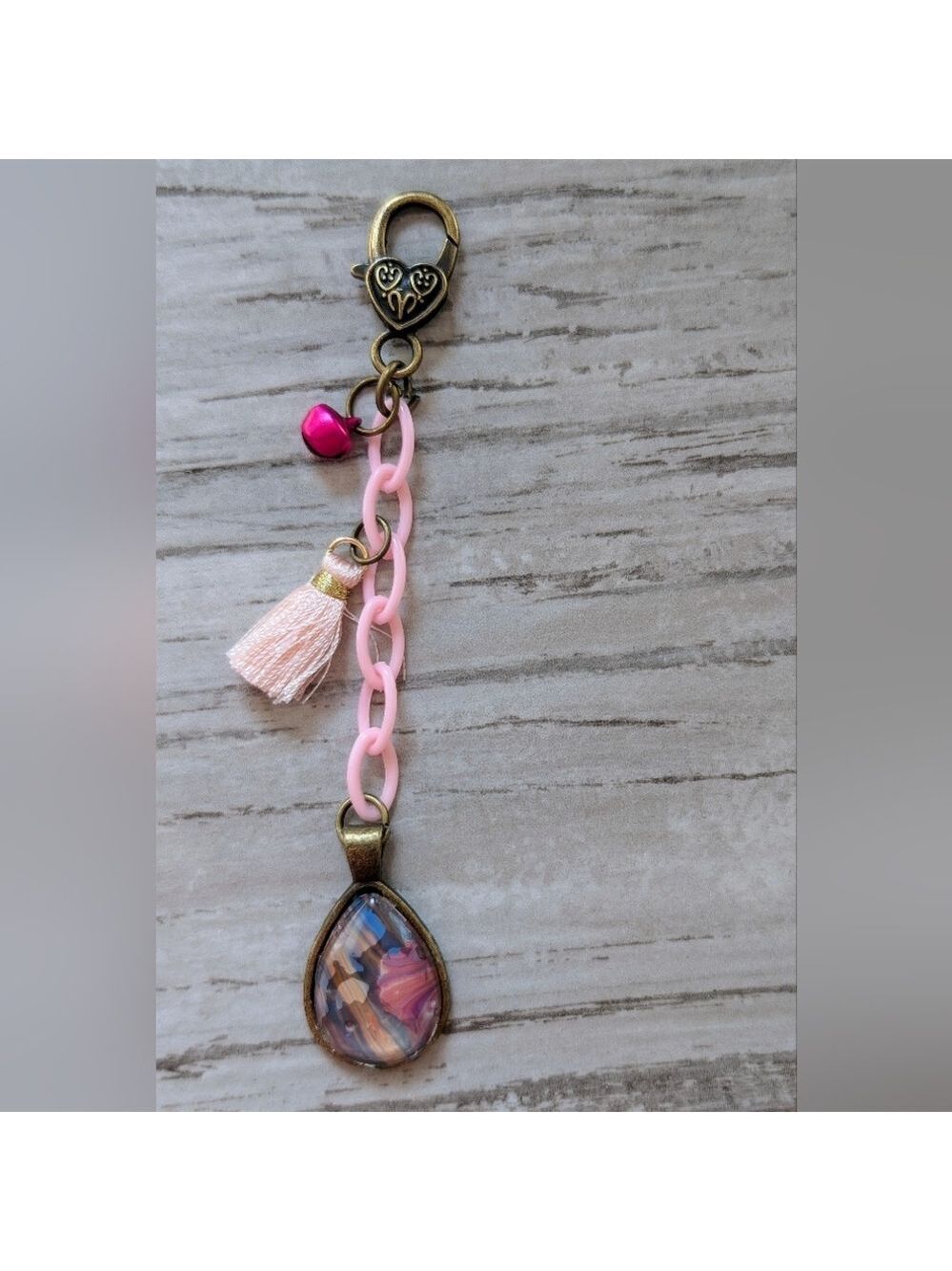 Pink Multicolor Teardrop Pendant Bag Charm
